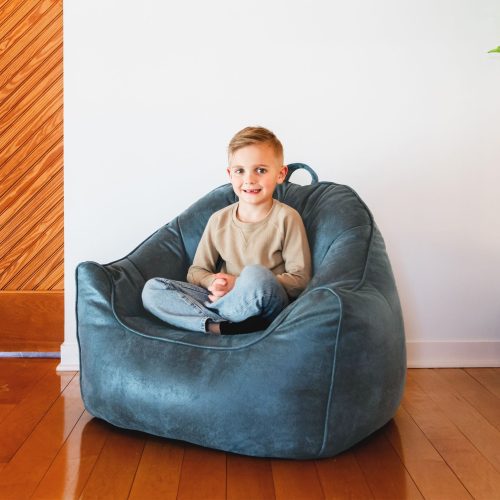 06722128 Big Joe Hug Bean Bag Chair Basalt Blue Blazer Lifestyle 2